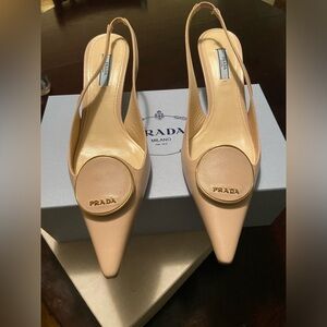 Pointed toe Prada sling back heels